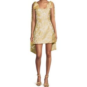 Sugarlips Duson Floral Jacquard Scoop Neck Sleeveless Bow Sash Mini Dress NWT L